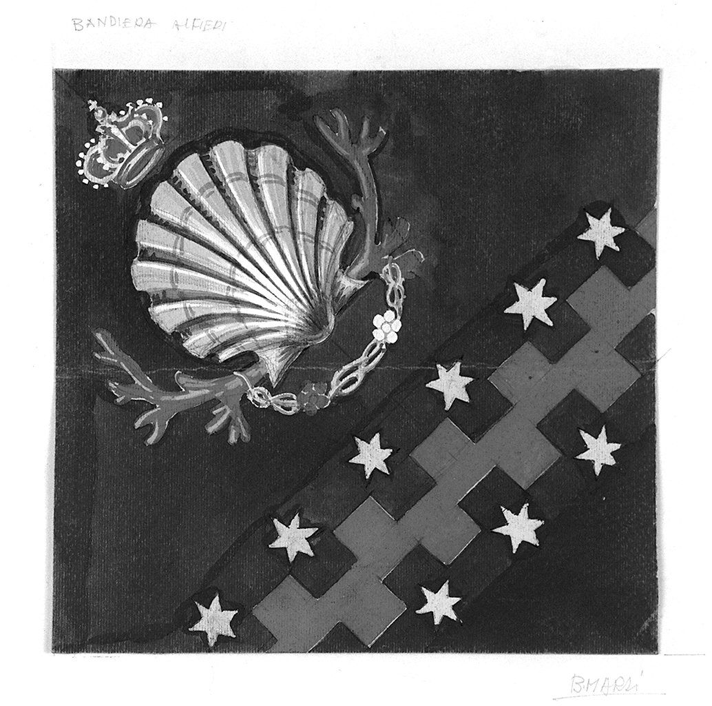 bandiera della contrada del Nicchio (disegno) di Marzi Bruno (sec. XX)