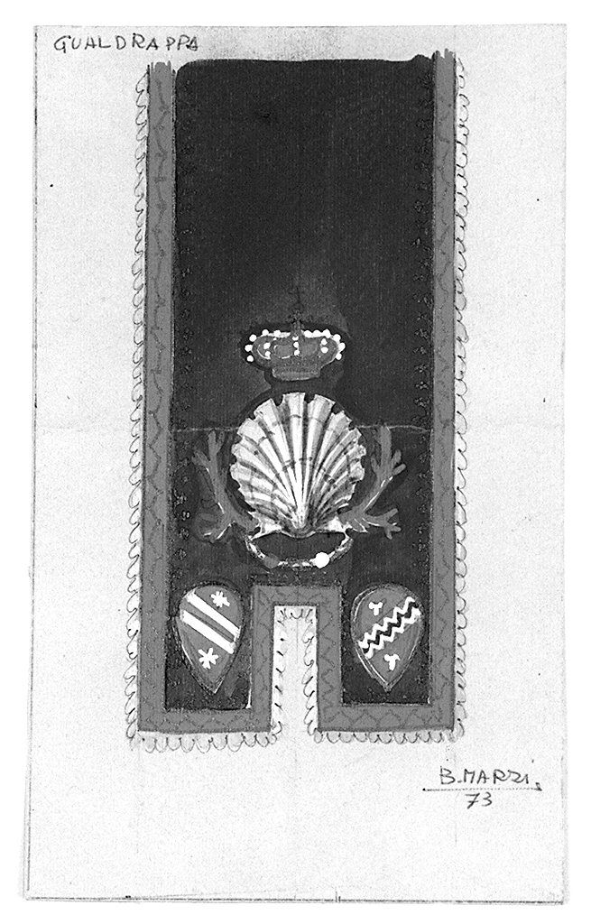 gualdrappa della contrada del Nicchio (disegno) di Marzi Bruno (sec. XX)