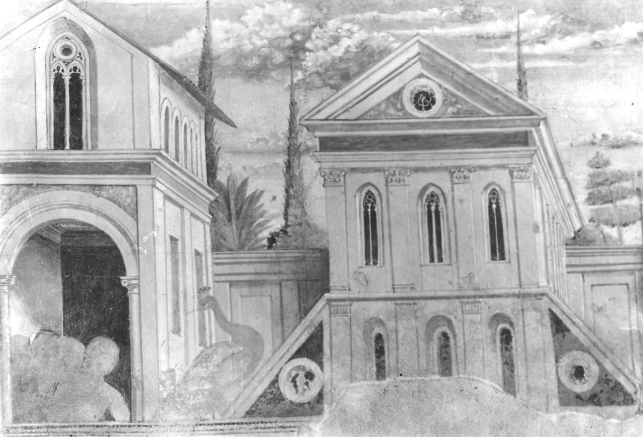 architettura (dipinto, elemento d'insieme) di Gozzoli Benozzo (e aiuti) (sec. XV)