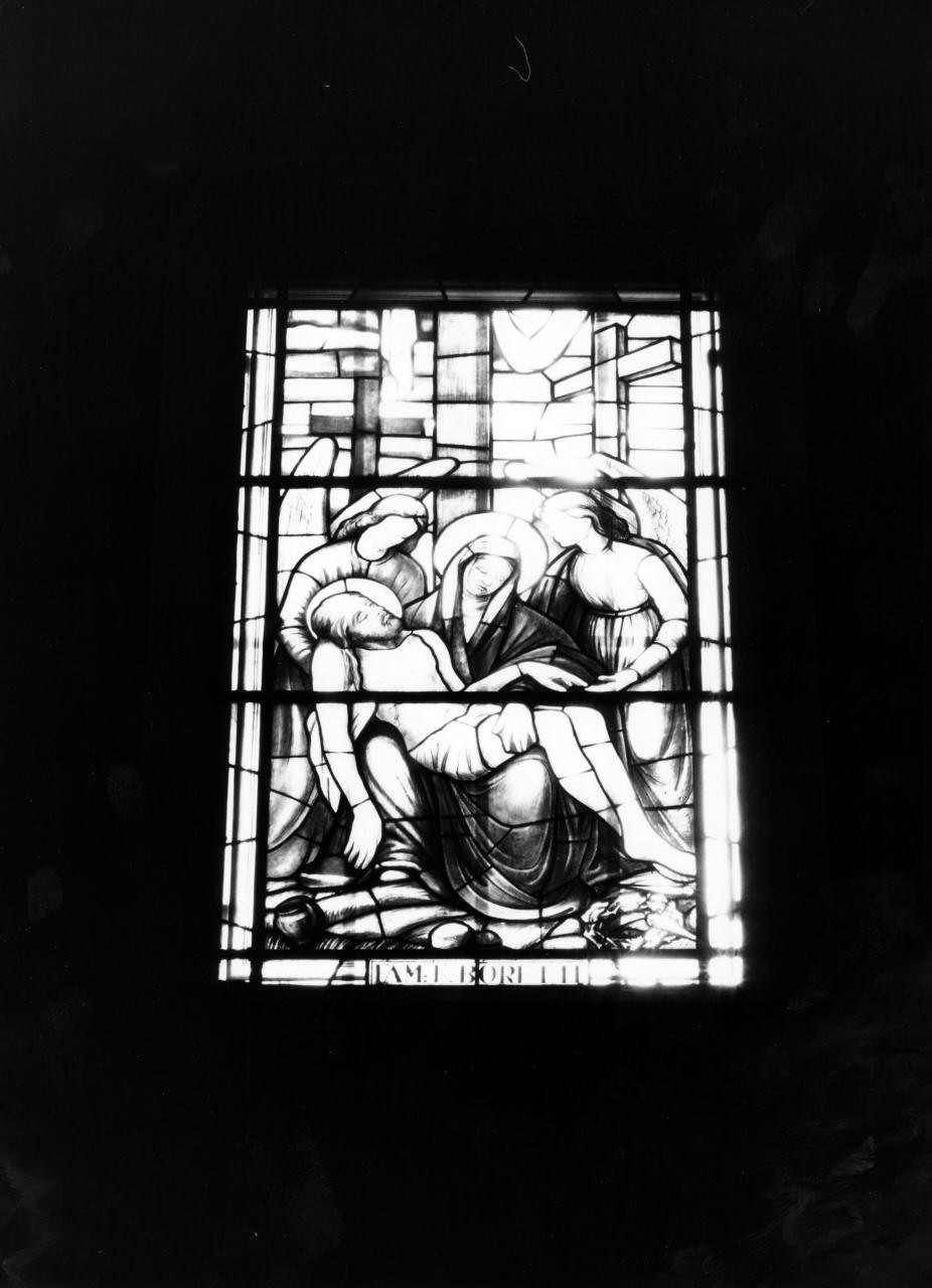 compianto sul Cristo morto (vetrata) - bottega toscana (sec. XX)