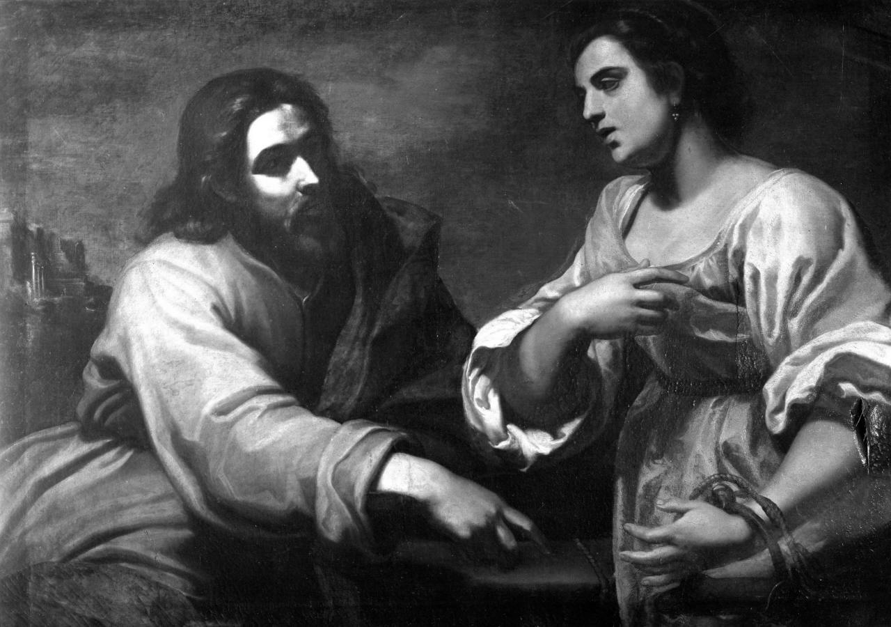 Cristo e la samaritana al pozzo (dipinto) - ambito napoletano (prima metà sec. XVII)