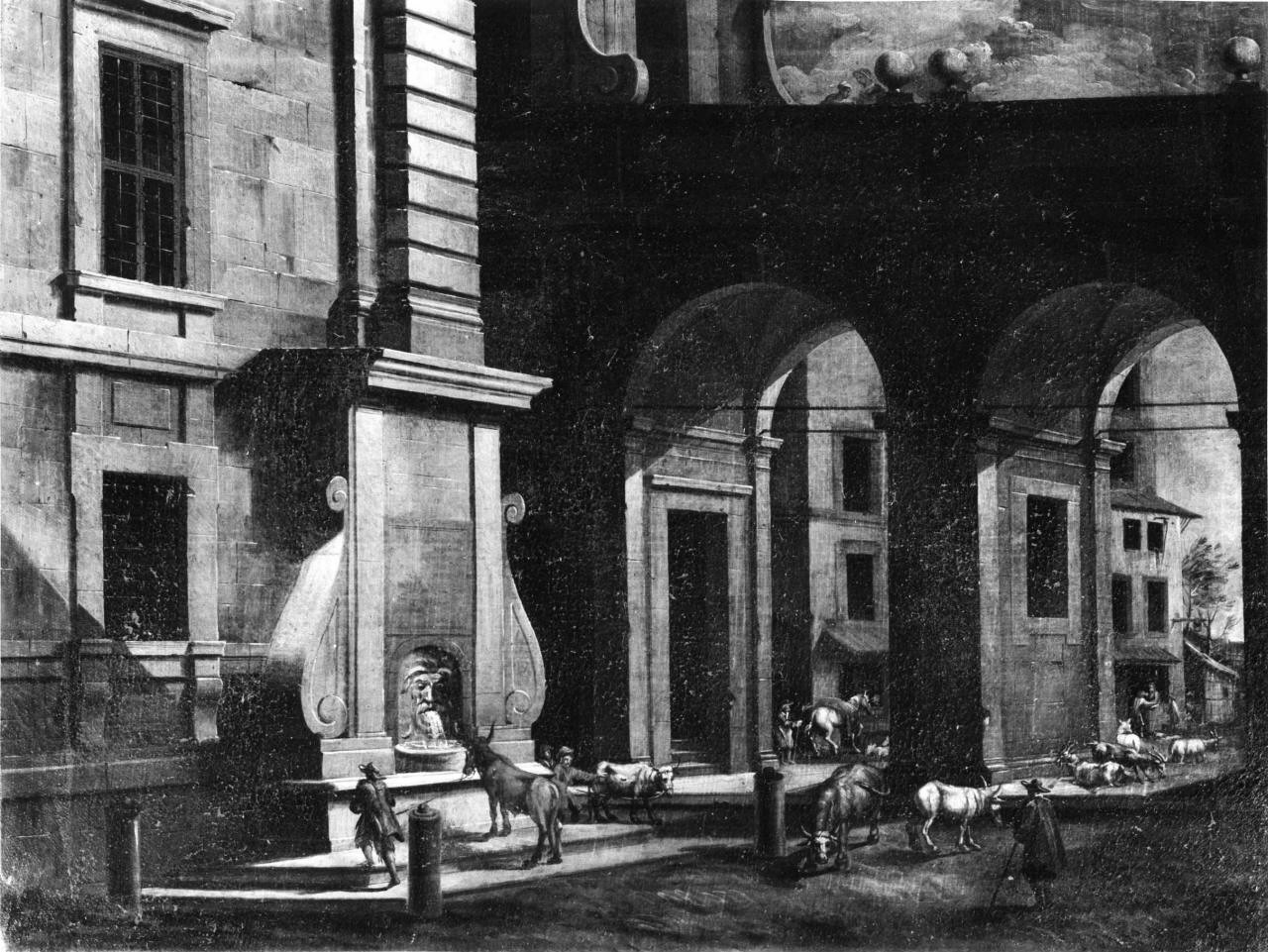 scena di riposo in città (dipinto) di Vetturali Gaetano (sec. XVIII)