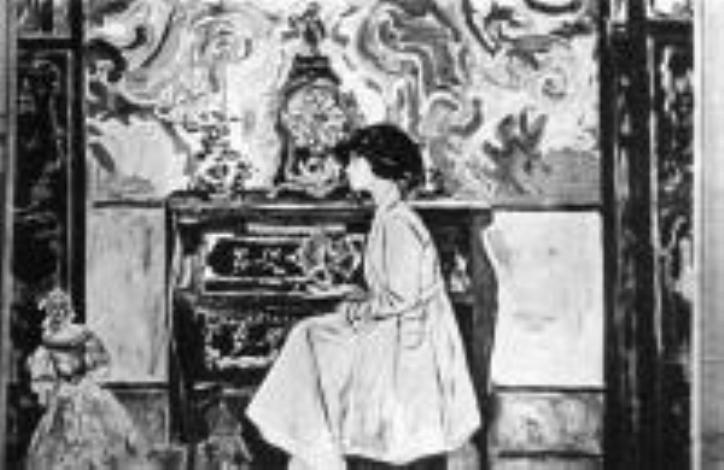 Anticamera (La principessa colomba), giovane donna in un interno (dipinto) di Cavaglieri Mario Oddone (sec. XX)