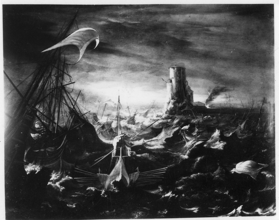 tempesta sul mare (dipinto) di Angeli Filippo detto Filippo Napoletano (attribuito), Della Montagna Rinaldo detto Monsù Montagna (prima metà sec. XVII)