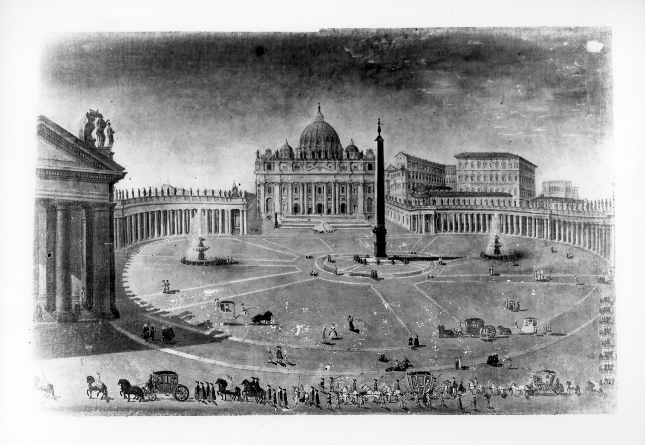 veduta di piazza San Pietro a Roma (dipinto) - ambito italiano (seconda metà sec. XVIII)
