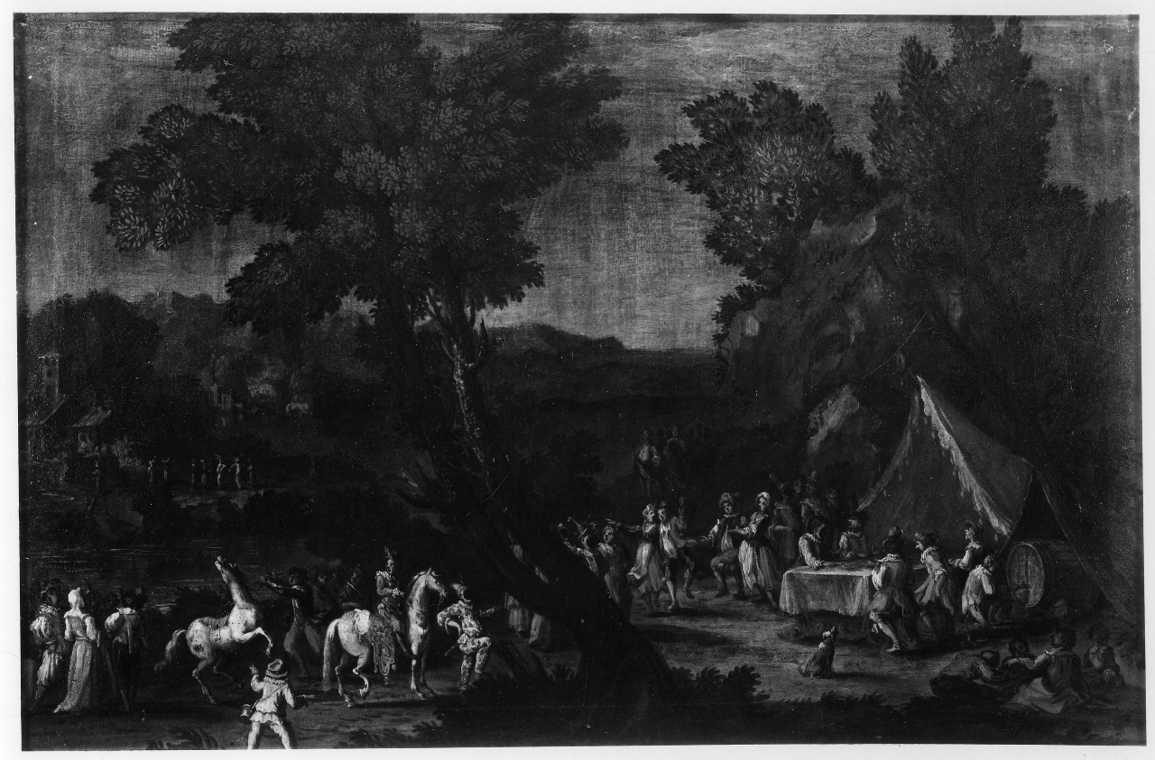 paesaggio con festa campestre (dipinto) di Poli Gherardo (maniera) (inizio sec. XVIII)