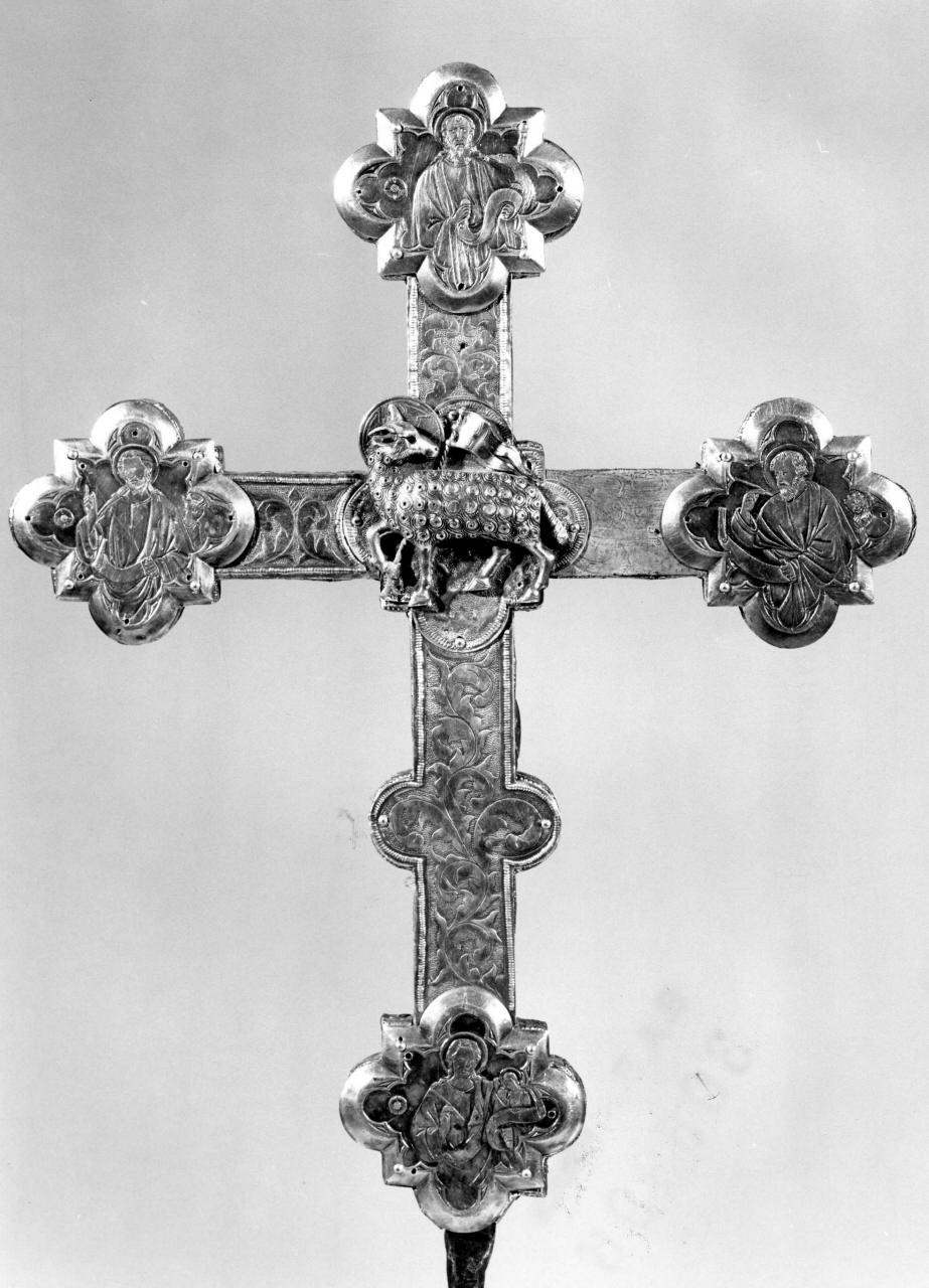 motivi decorativi vegetali (croce processionale) - manifattura pistoiese (primo quarto, fine/inizio sec. XIV, secc. XIV/ XV)