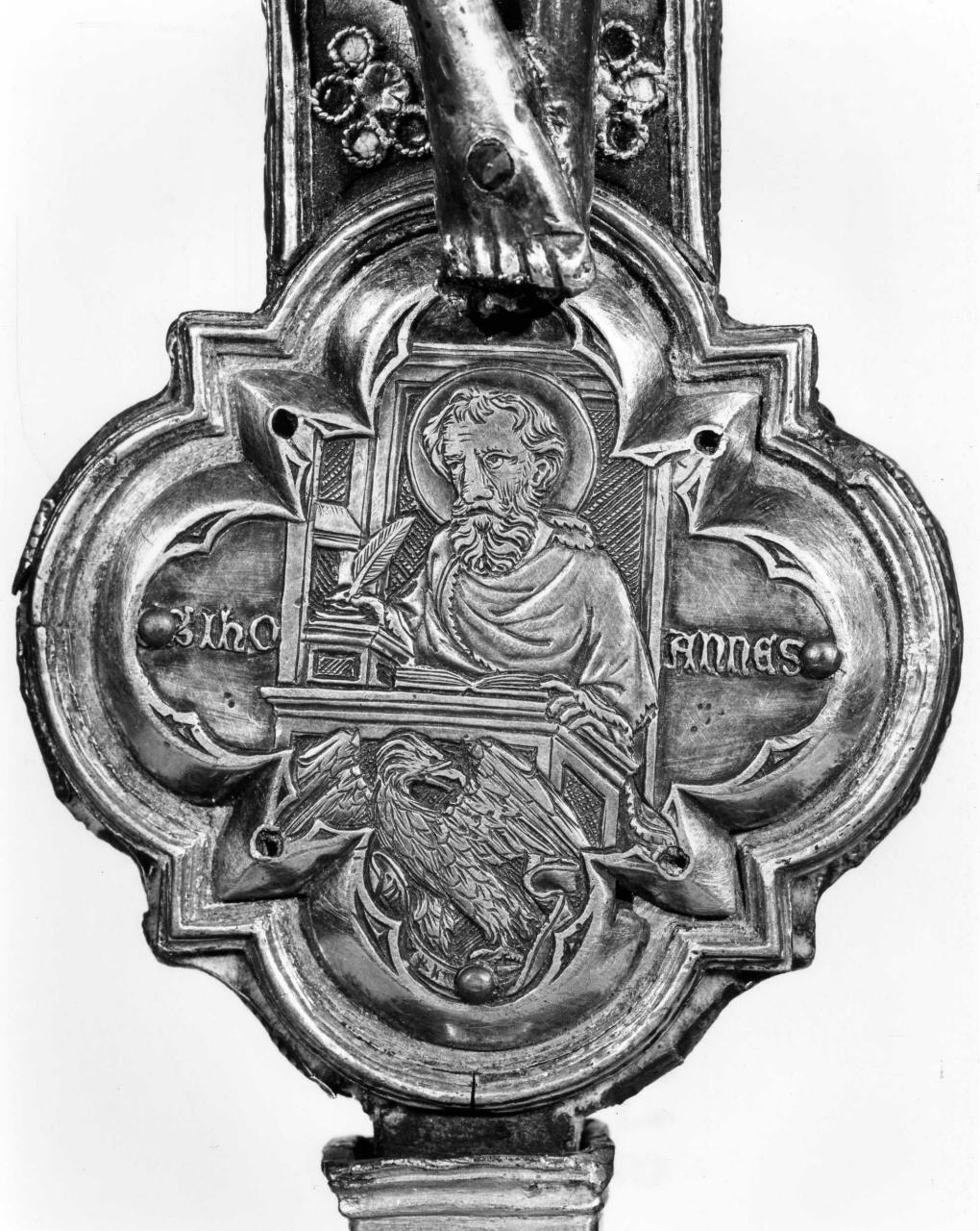 San Giovanni Evangelista (placchetta di croce processionale) di Ghiberti Lorenzo (maniera) (sec. XV)