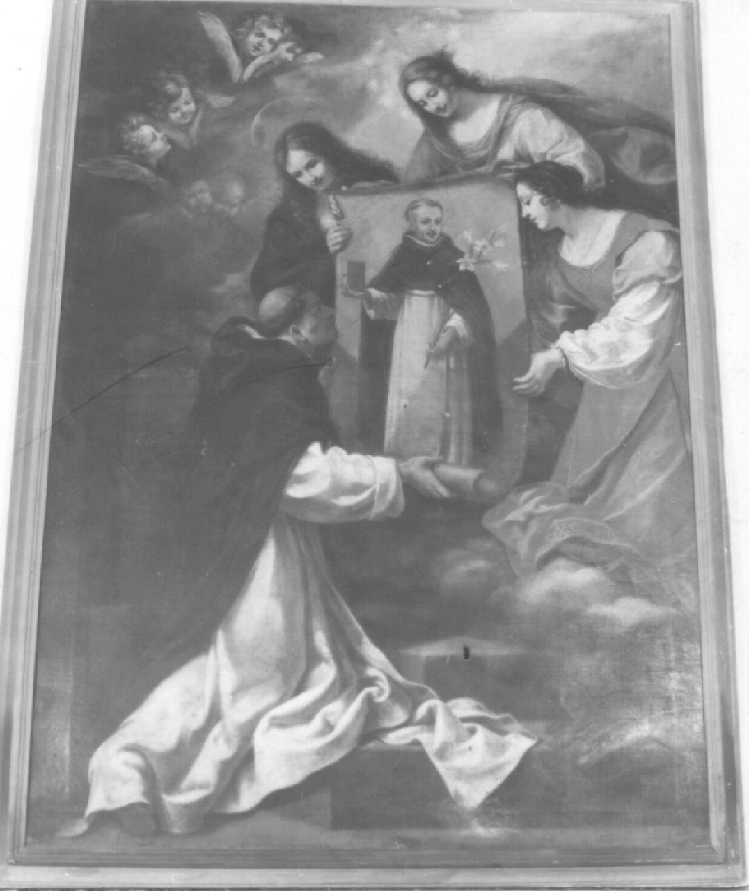 Madonna del Rosario appare appare al domenicano di Soriano (dipinto) di Montini Giovanni (sec. XVII)