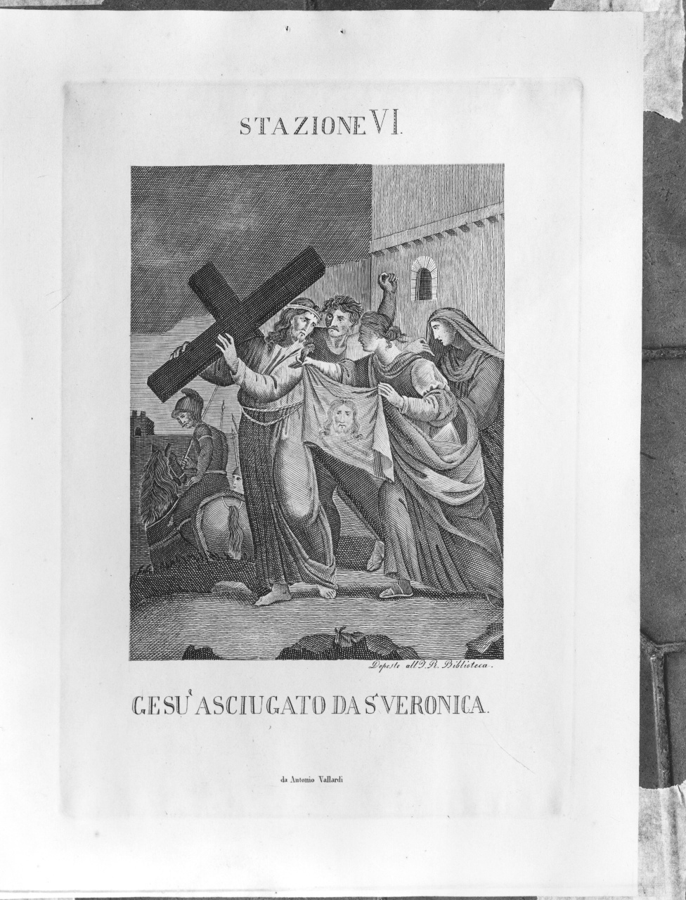 stazione VI: Gesù asciugato dalla Veronica (stampa) - ambito italiano (sec. XIX)