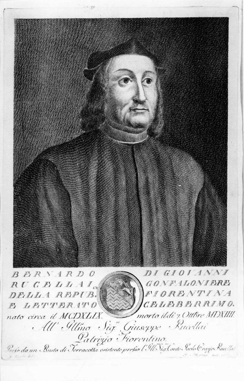 ritratto di Bernardo Rucellai (stampa) di Allegrini Francesco, Zocchi Giuseppe (sec. XVIII)