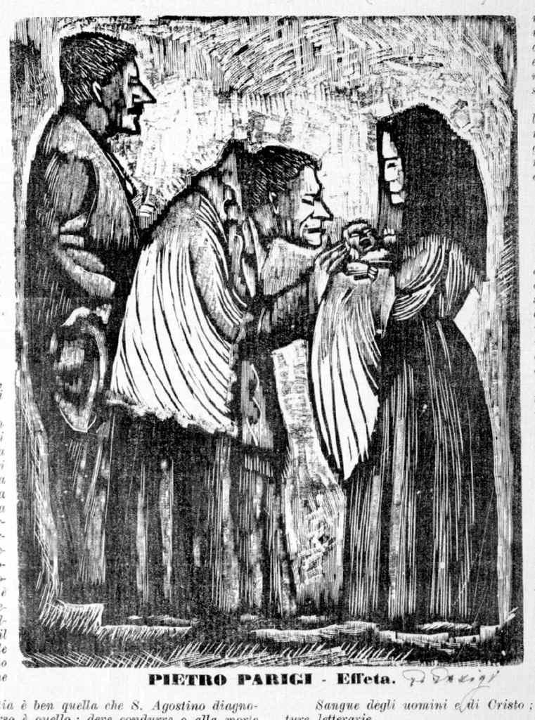 battesimo/ Madonna trafitta da sette spade (stampa, serie) di Parigi Pietro (sec. XX)