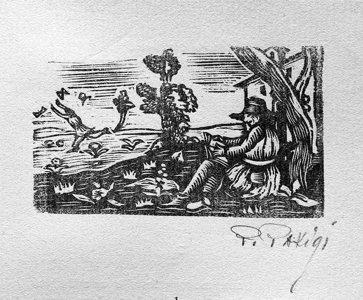 figura maschile distesa (stampa, serie) di Parigi Pietro (sec. XX)