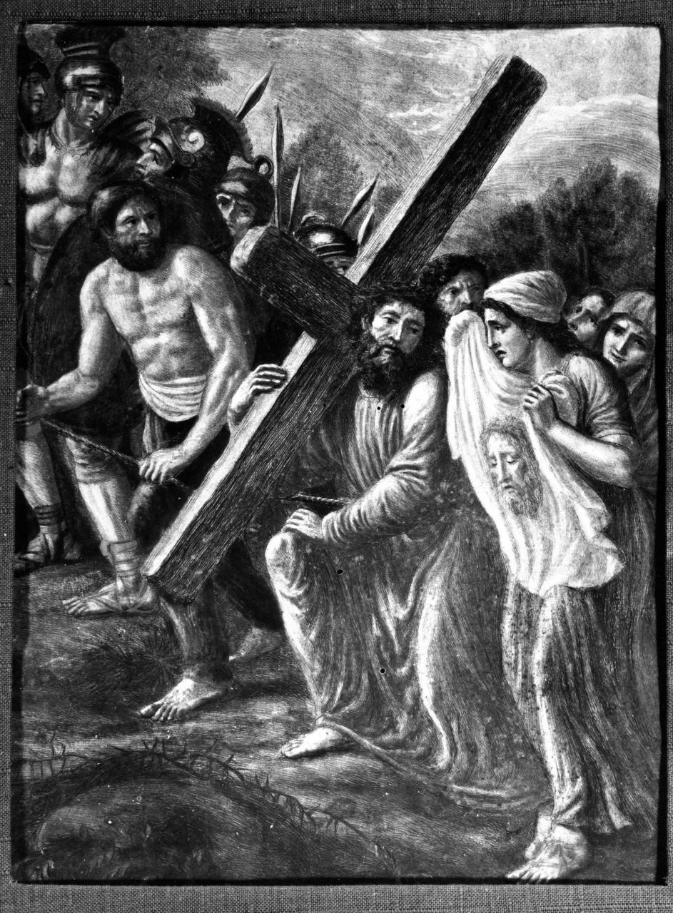 stazione VI: Gesù asciugato dalla Veronica (stampa, serie) - ambito italiano (sec. XIX)