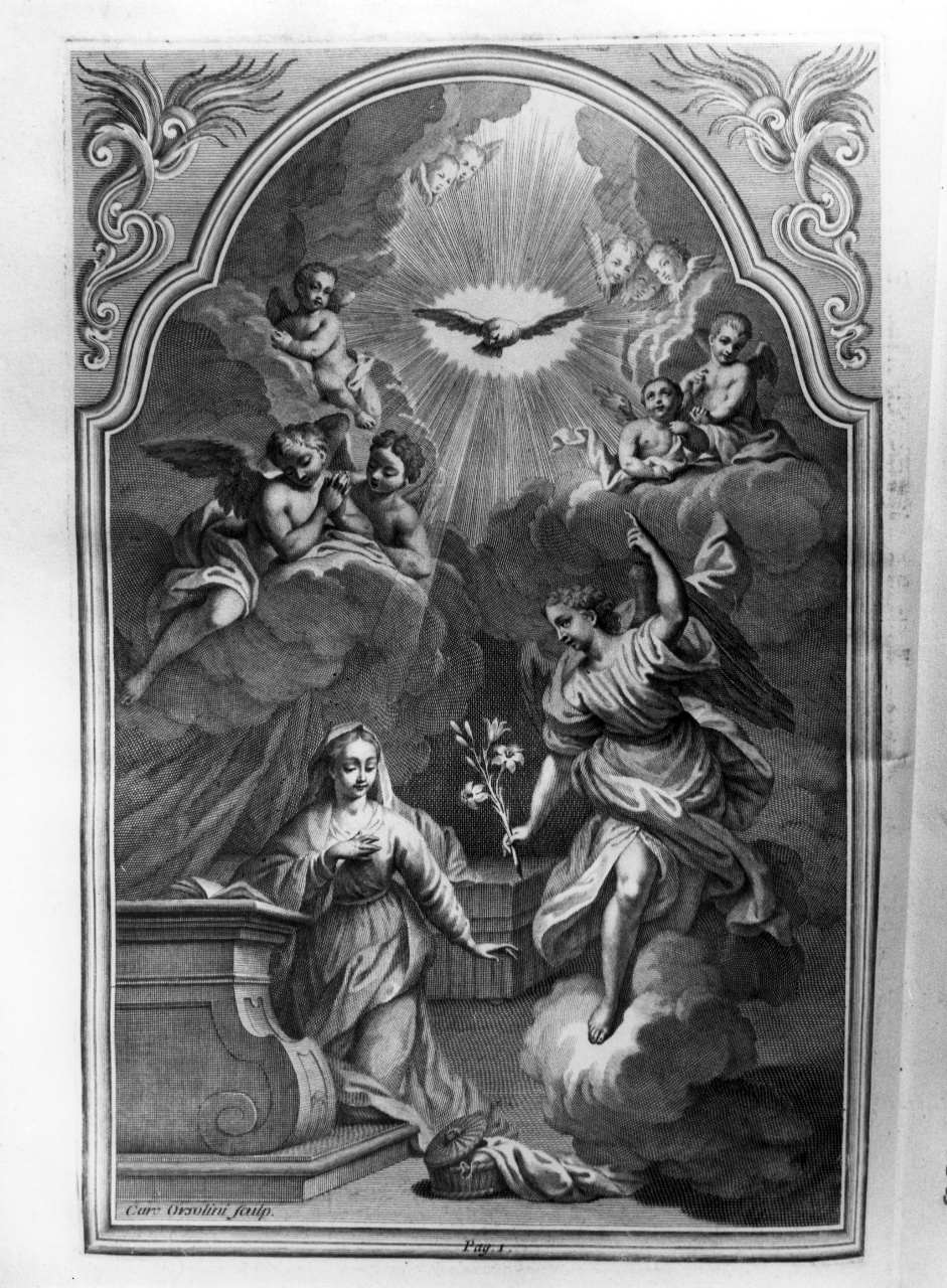 Annunciazione (stampa) di Orsolini Carlo (terzo quarto sec. XVIII)