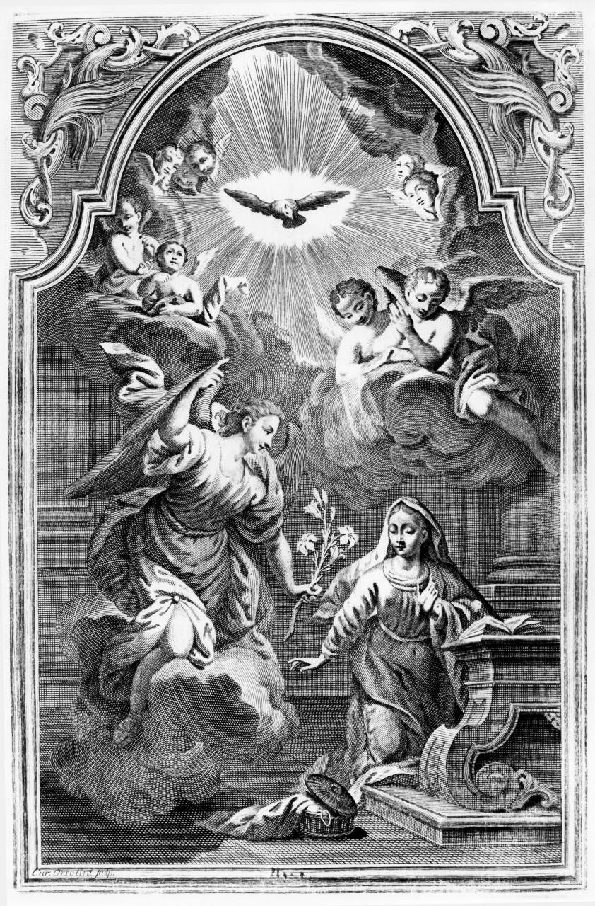 Annunciazione (stampa) di Orsolini Carlo (ultimo quarto sec. XVIII)