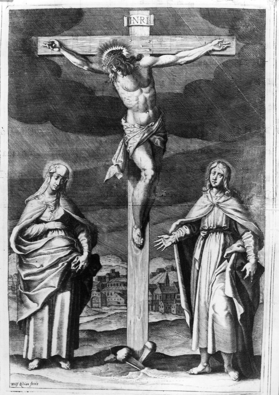 Cristo crocifisso (stampa) di Kilian Wolfgang Philipp (sec. XVII)