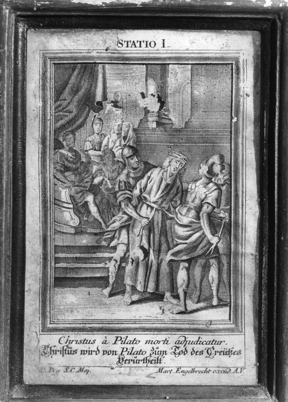 stazione I: Gesù condannato a morte (stampa, serie) di Engelbrecht Martin - ambito tedesco (seconda metà sec. XVIII)