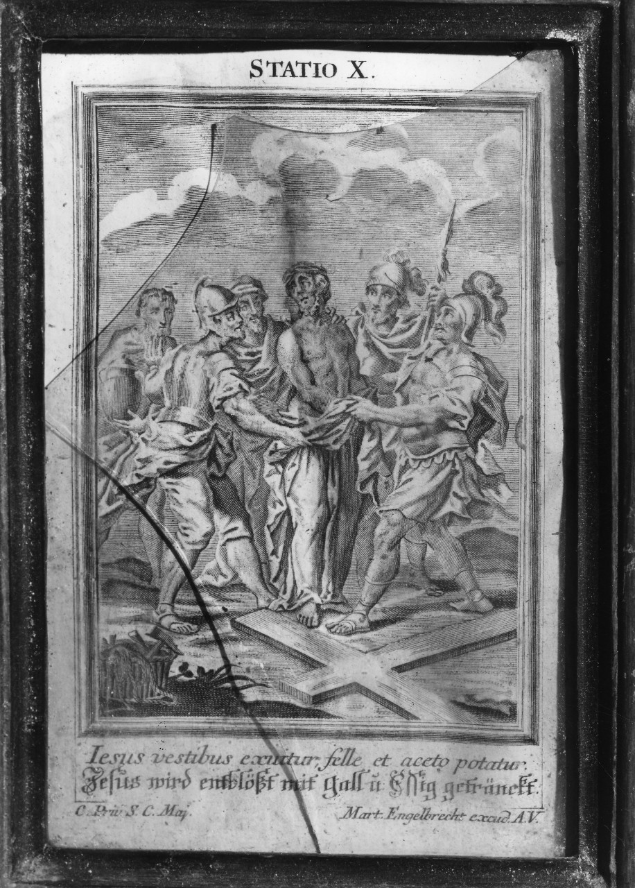 stazione X: Gesù spogliato e abbeverato di fiele (stampa, serie) di Engelbrecht Martin - ambito tedesco (seconda metà sec. XVIII)