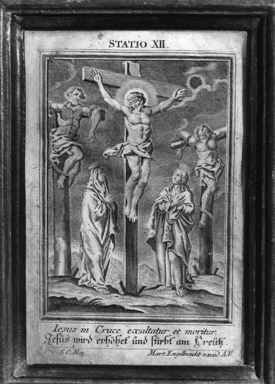 stazione XII: Gesù innalzato e morto in croce (stampa, serie) di Engelbrecht Martin - ambito tedesco (seconda metà sec. XVIII)