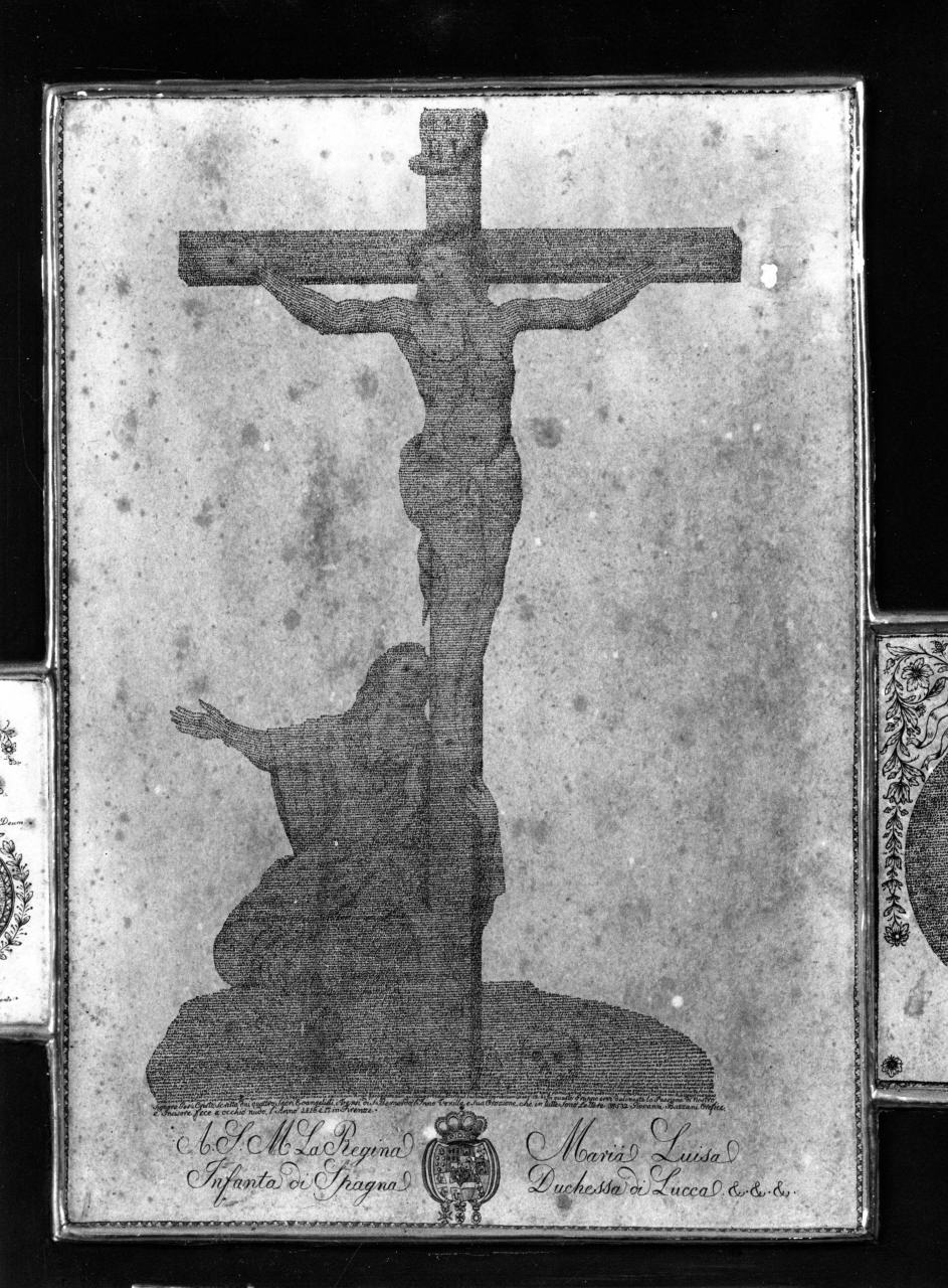 Cristo crocifisso con Santa Maria Maddalena dolente (stampa smarginata) di Bazzani Giovanni (sec. XIX)