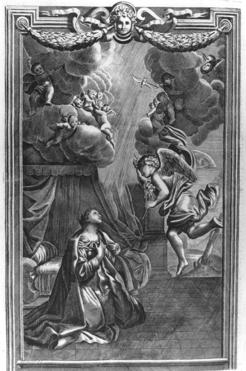 Annunciazione (stampa) di Piccini Elisabetto detta Suor Isabella (sec. XVIII)
