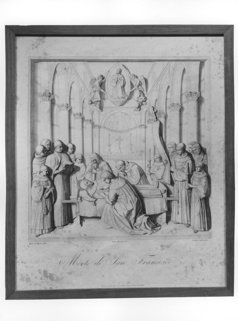 morte di san Francesco d'Assisi (stampa) di Lasinio Giovanni Paolo, Pieraccini Francesco, Benedetto da Maiano (secondo quarto sec. XIX)