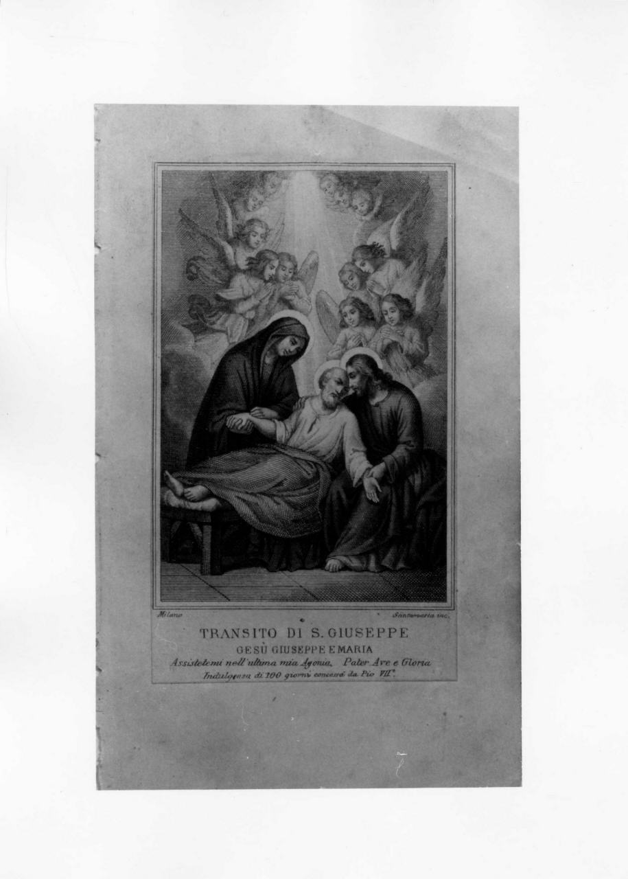 morte di san Giuseppe (stampa) di Santamaria - ambito milanese, ambito italiano (metà sec. XIX)
