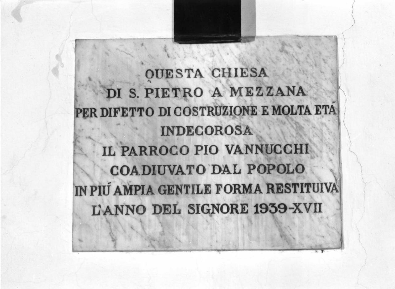 lapide commemorativa - produzione toscana (sec. XX)