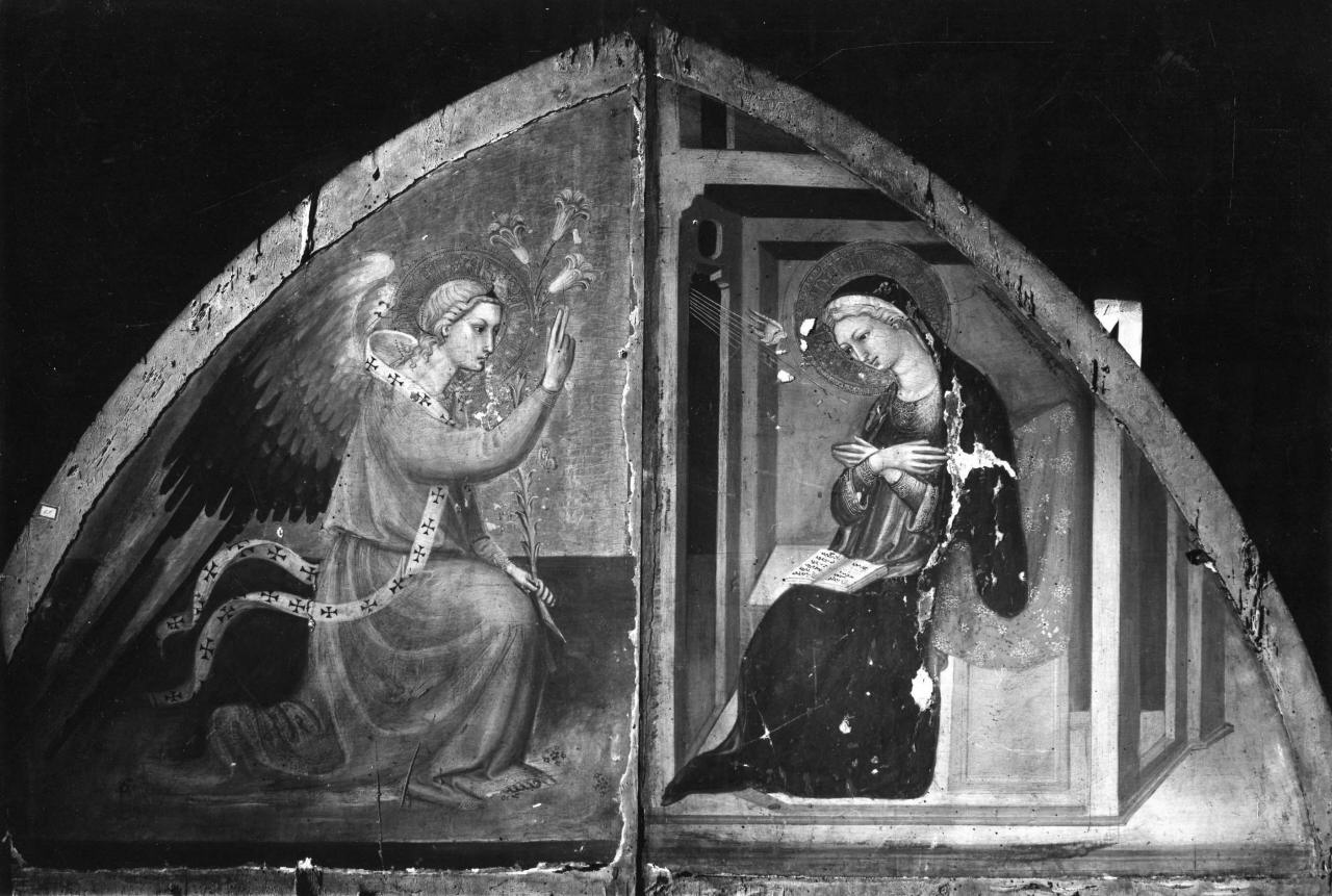 Annunciazione, incoronazione di Maria Vergine, Cristo portacroce, Santi (polittico) di Bicci di Lorenzo (attribuito) (sec. XV)