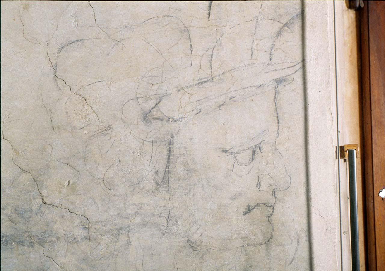 testa d'uomo di profilo (disegno murale) di Buonarroti Michelangelo (sec. XVI)