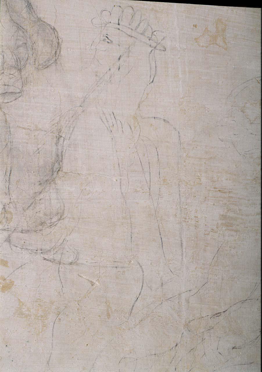 testa d'uomo (disegno murale) di Buonarroti Michelangelo (cerchia) (sec. XVI)