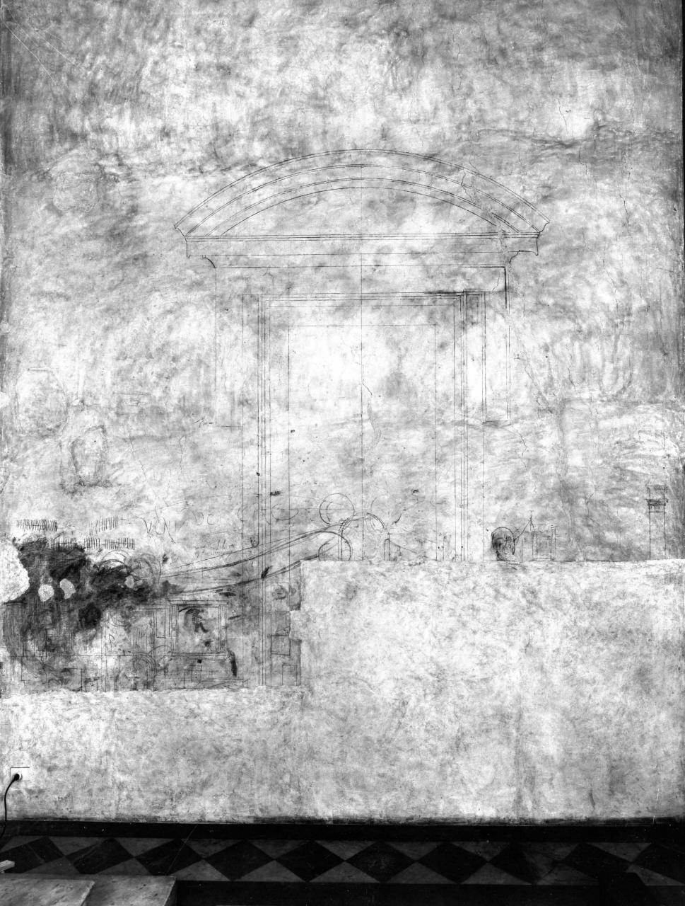 architettura (disegno murale) di Buonarroti Michelangelo (cerchia) (secondo quarto sec. XV)