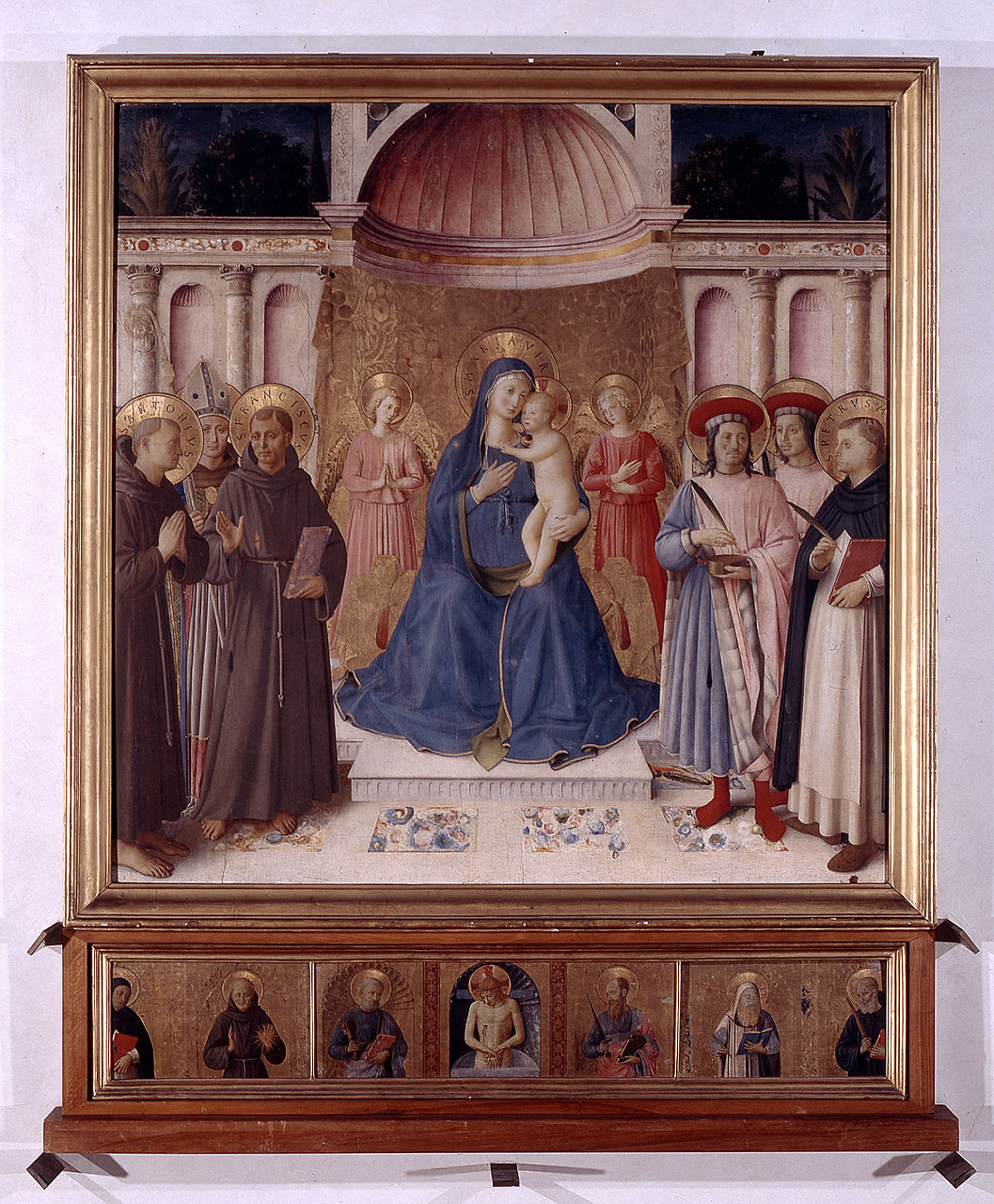 Madonna con Bambino, santi, angeli, Cristo in pietà (dipinto) di Giovanni da Fiesole detto Beato Angelico (sec. XV)