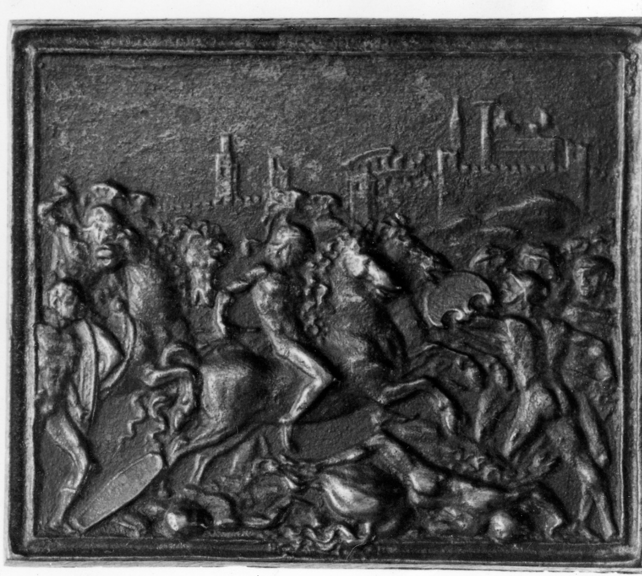 Coriolano combatte dinanzi a Roma (placchetta) di Maestro di Coriolano (primo quarto sec. XVI)