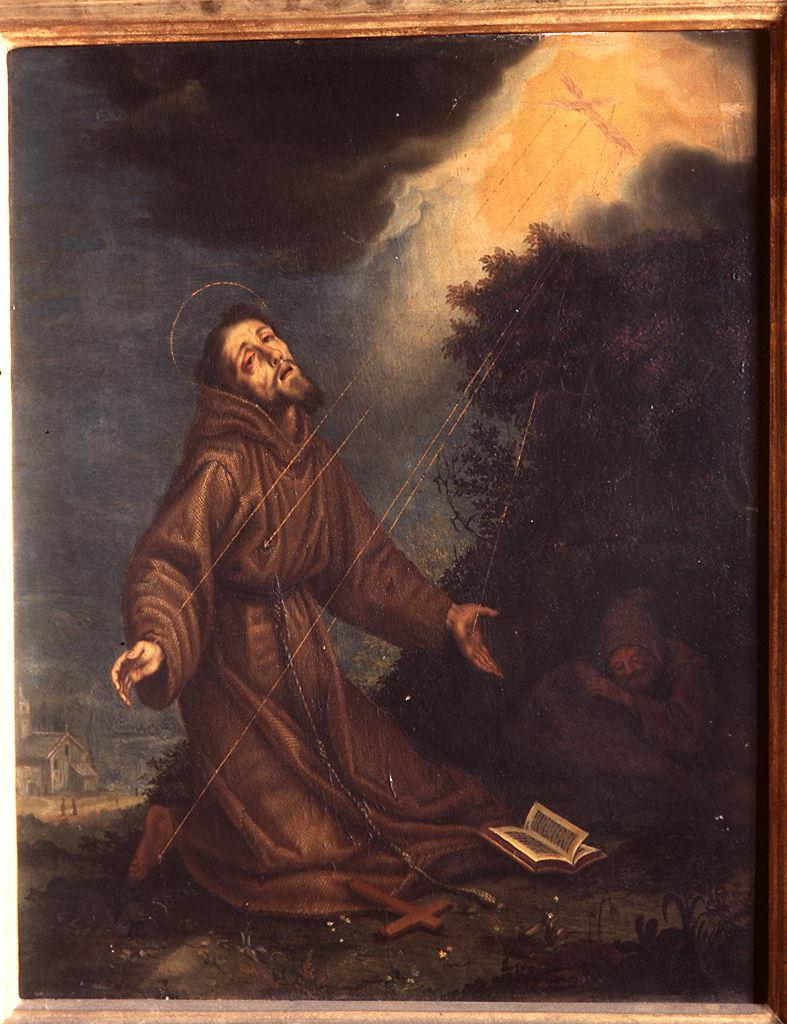 San Francesco d'Assisi riceve le stimmate (dipinto) di Curradi Francesco detto Battiloro (scuola) (secc. XVI/ XVII)