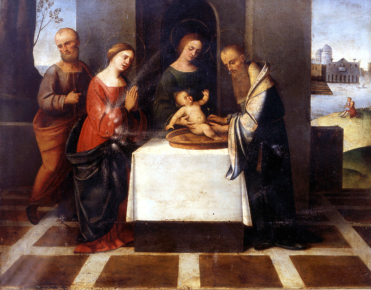 circoncisione di Gesù Bambino (dipinto) di Benvenuti Giovanni Battista detto Ortolano (sec. XVI)