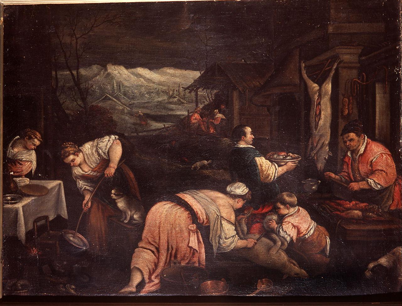 allegoria dell'Inverno (dipinto) di Bassano Leandro (scuola) (fine sec. XVI)