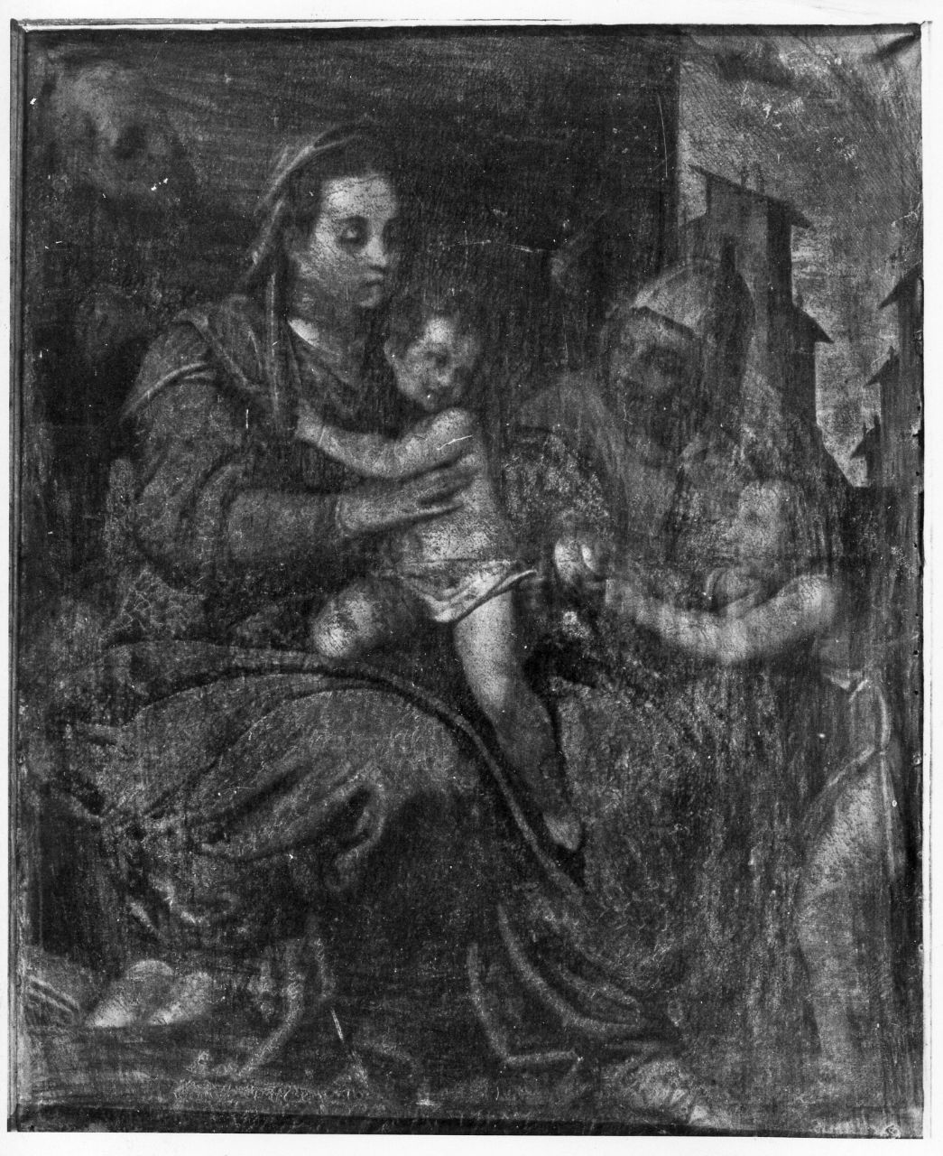 Sacra Famiglia con San Giovannino e Sant'Elisabetta (dipinto) - ambito europeo (sec. XVII)