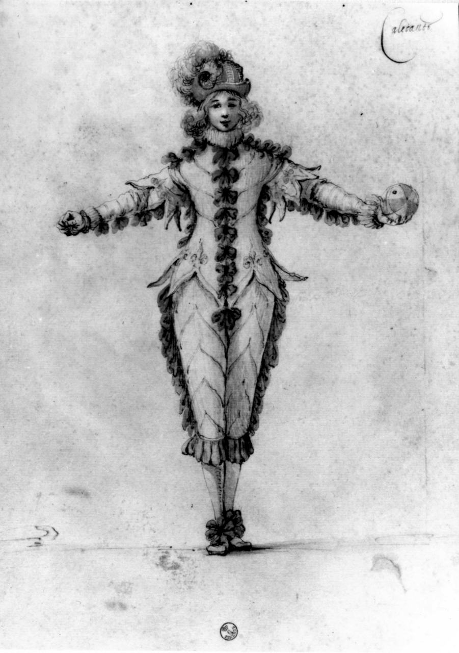 costume di un giocatore di calcio (disegno) di Del Bianco Baccio (attribuito) (prima metà sec. XVII)