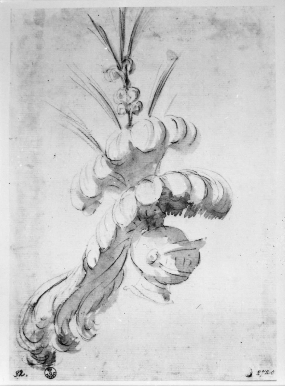 elmo da parata (disegno) di Del Bianco Baccio (attribuito) (prima metà sec. XVII)