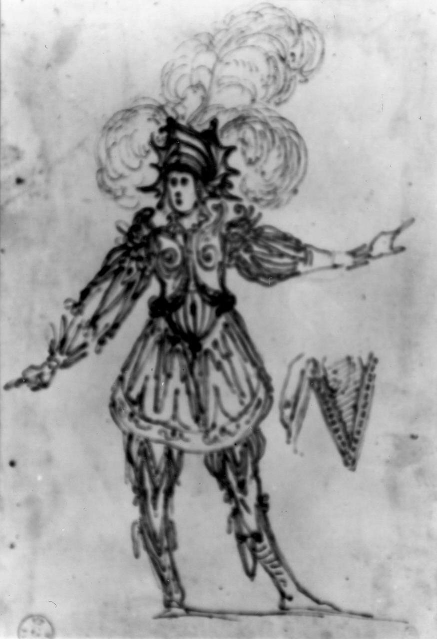 costume teatrale (disegno) di Del Bianco Baccio (attribuito) (prima metà sec. XVII)