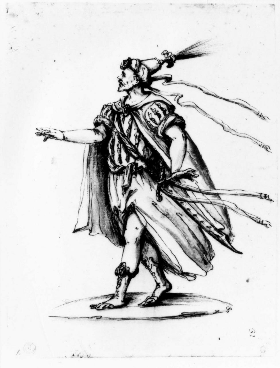 costume orientale maschile (disegno) - ambito fiorentino (prima metà sec. XVII)