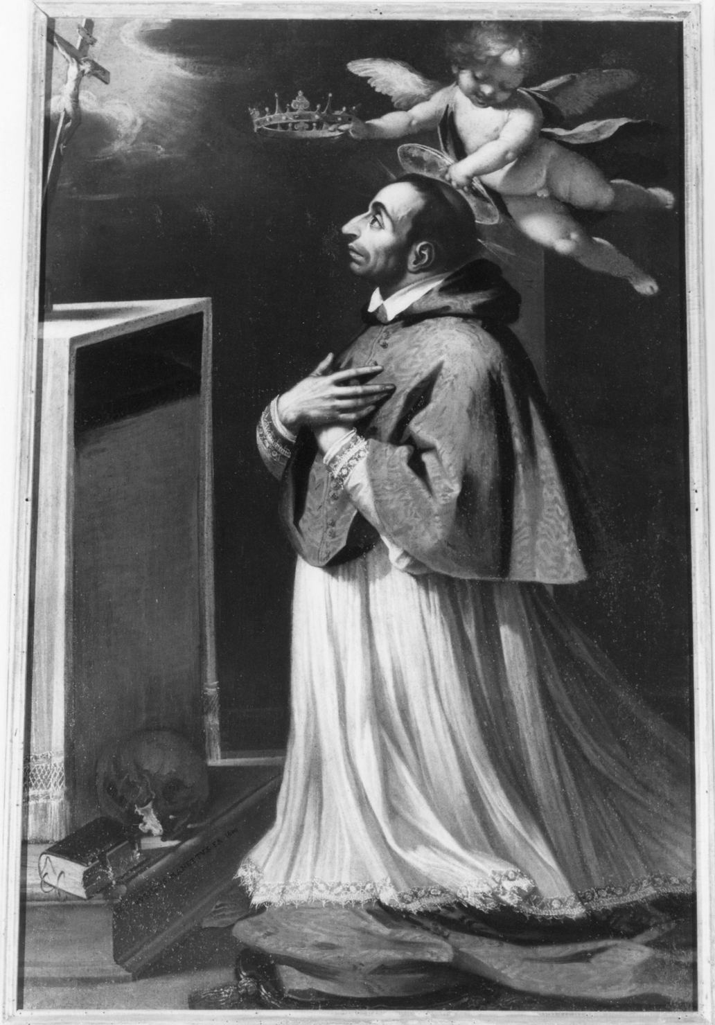 San Carlo Borromeo in meditazione (dipinto, opera isolata) di Manetti Rutilio (inizio sec. XVII)