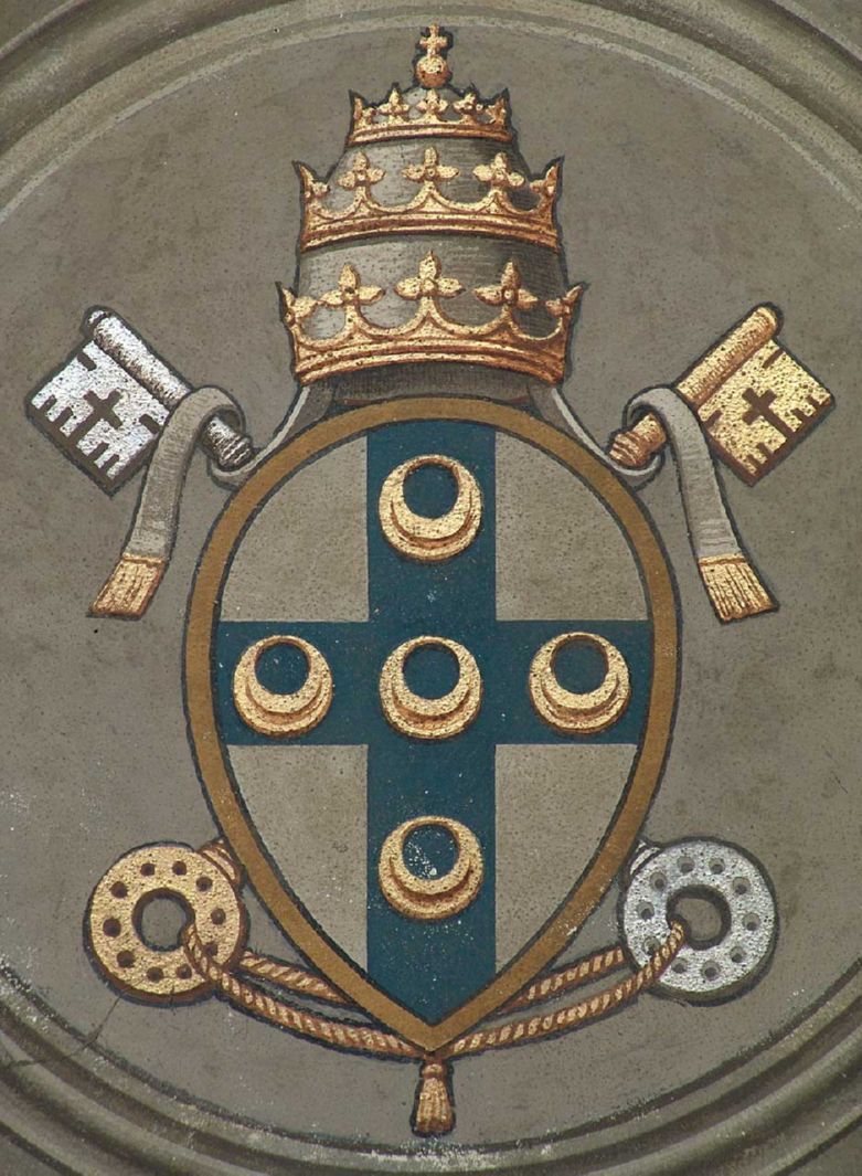 stemma papale di Pio II Piccolomini (dipinto, elemento d'insieme) - ambito senese (sec. XX)