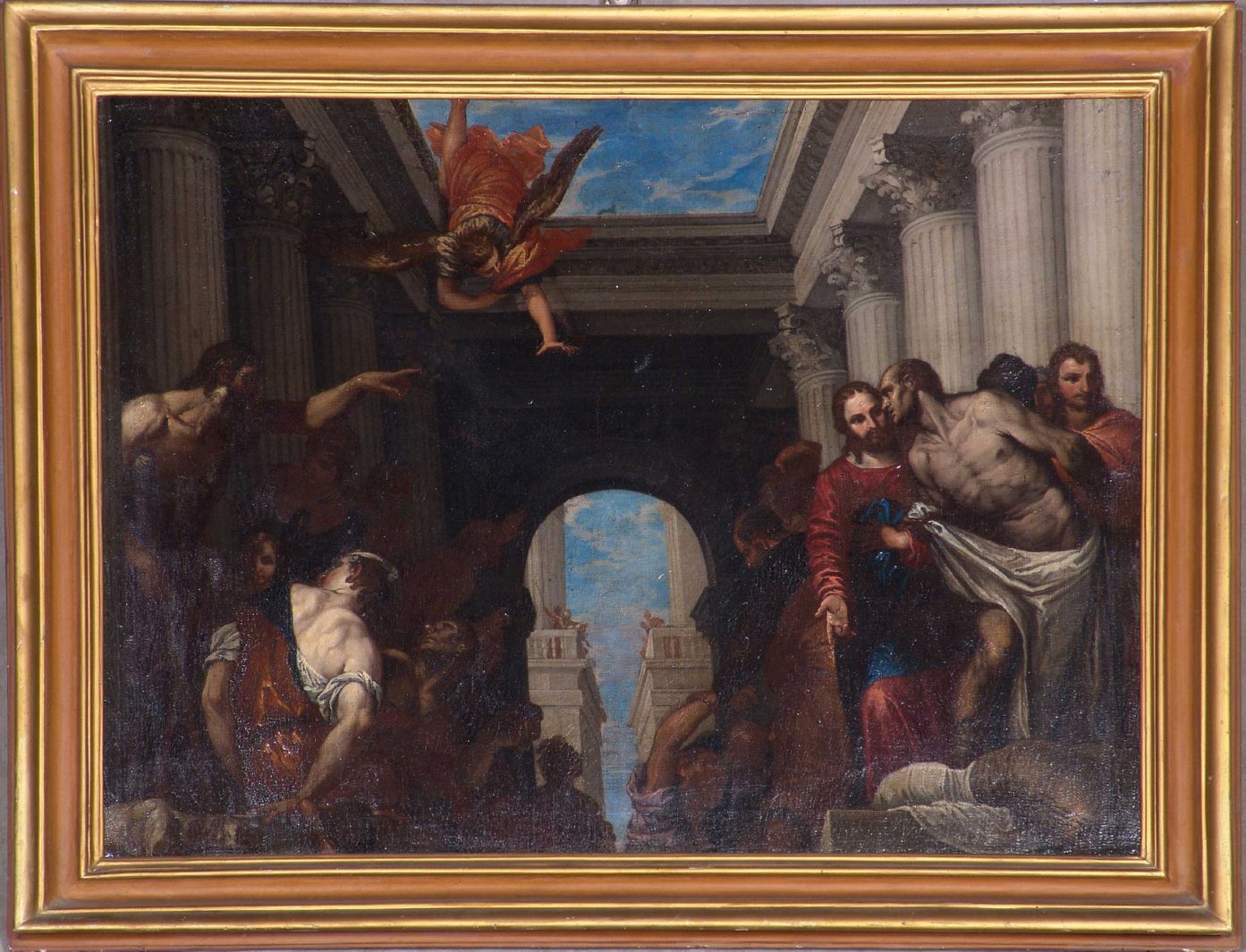 Cristo guarisce il paralitico presso la piscina di Betsaida (dipinto) - ambito italiano (prima metà sec. XVII)