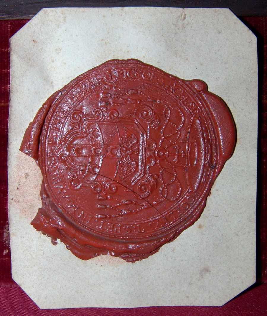 stemma vescovile (impronta di sigillo) - bottega senese (sec. XVII)