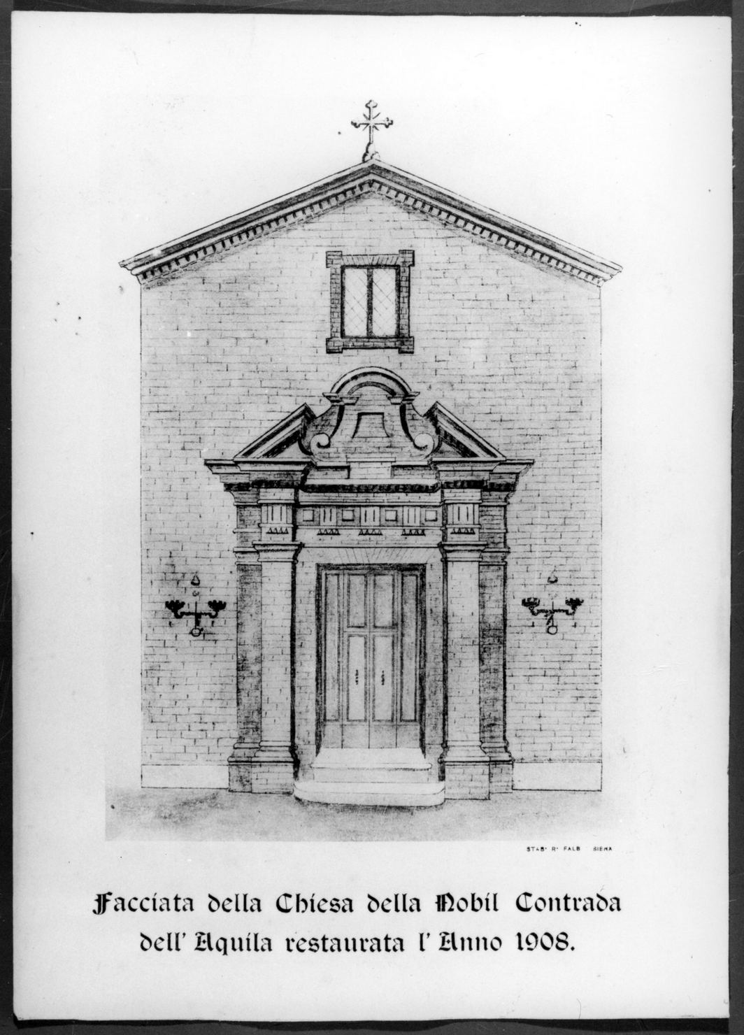 facciata della chiesa di San Giovanni Battista dei Tredicini a Siena (stampa a colori) - ambito senese (sec. XX)