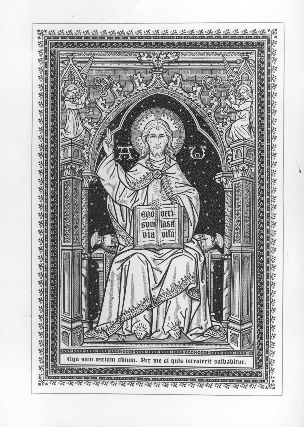 Cristo benedicente (stampa, elemento d'insieme) - ambito fiammingo (fine/inizio secc. XIX/ XX)