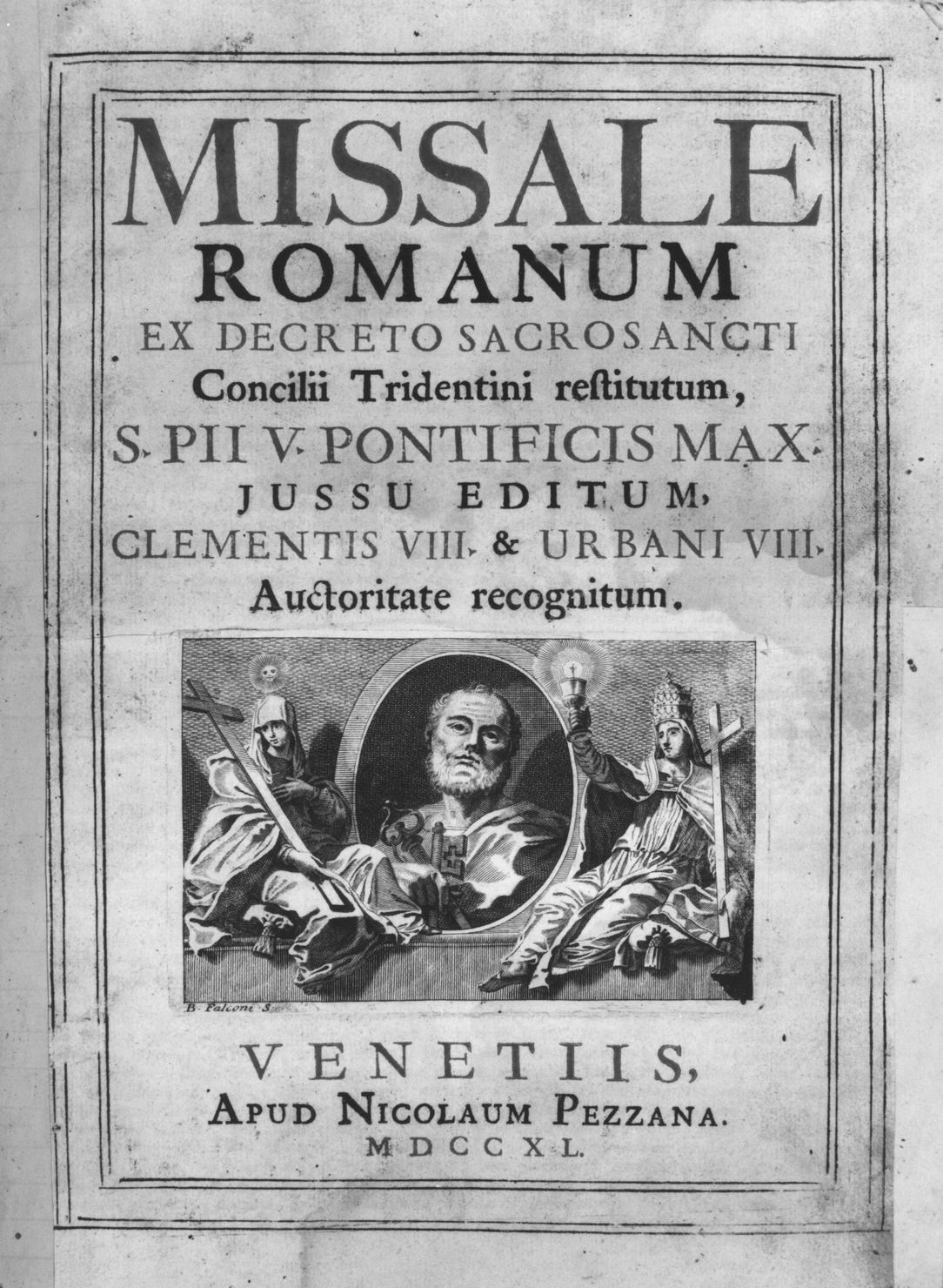 San Pietro/ Fede/ San Pio V (stampa, elemento d'insieme) di Falconi Bernardo di Nello di Giovanni (prima metà sec. XVIII)